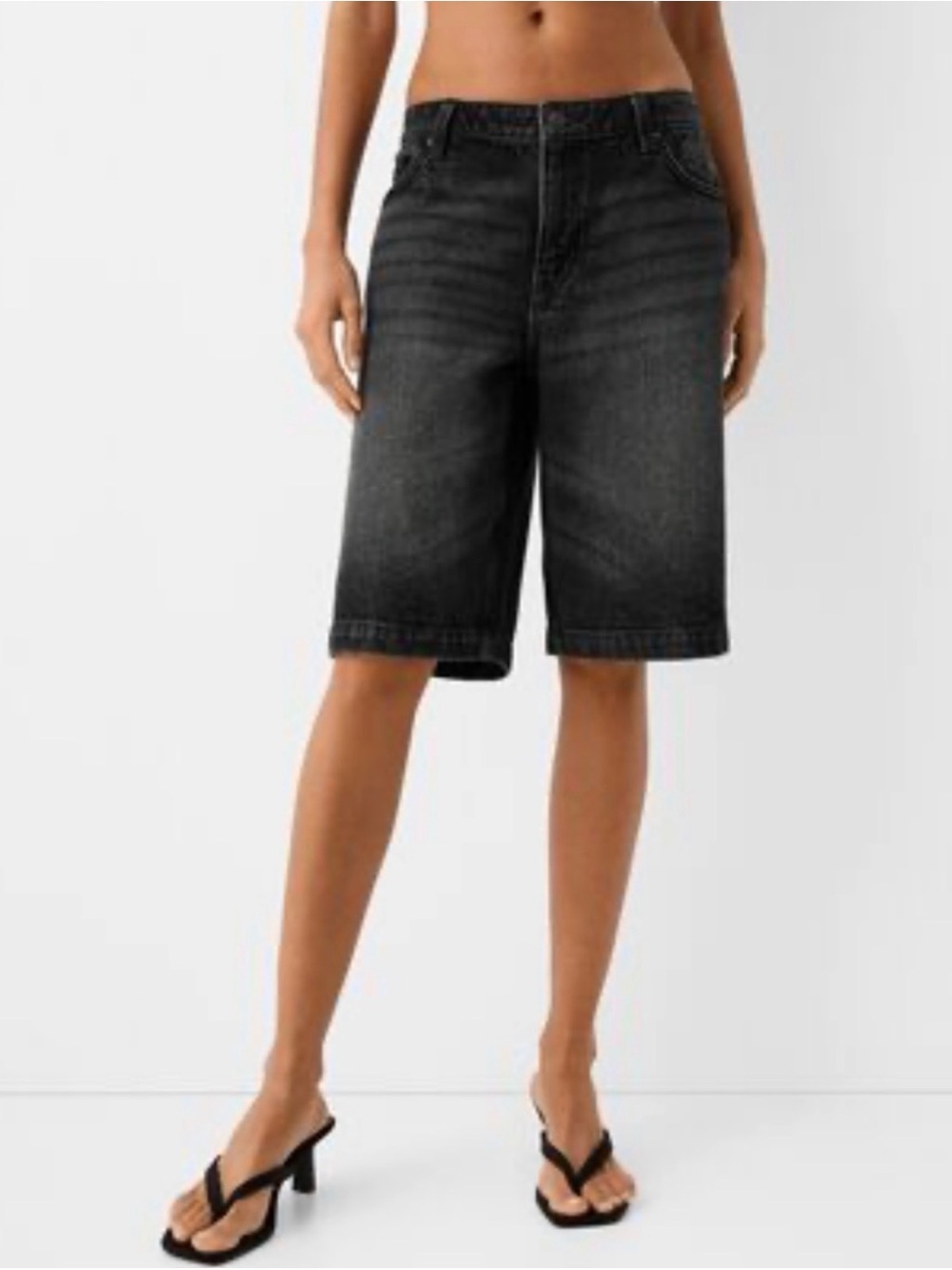 Women's Black Denim Bermuda Shorts